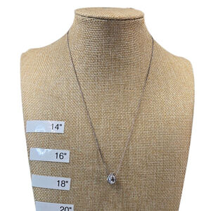 Pandora 925 Silver Sparkling Pave Pear Halo Pendant Necklace Dainty 18" Chain